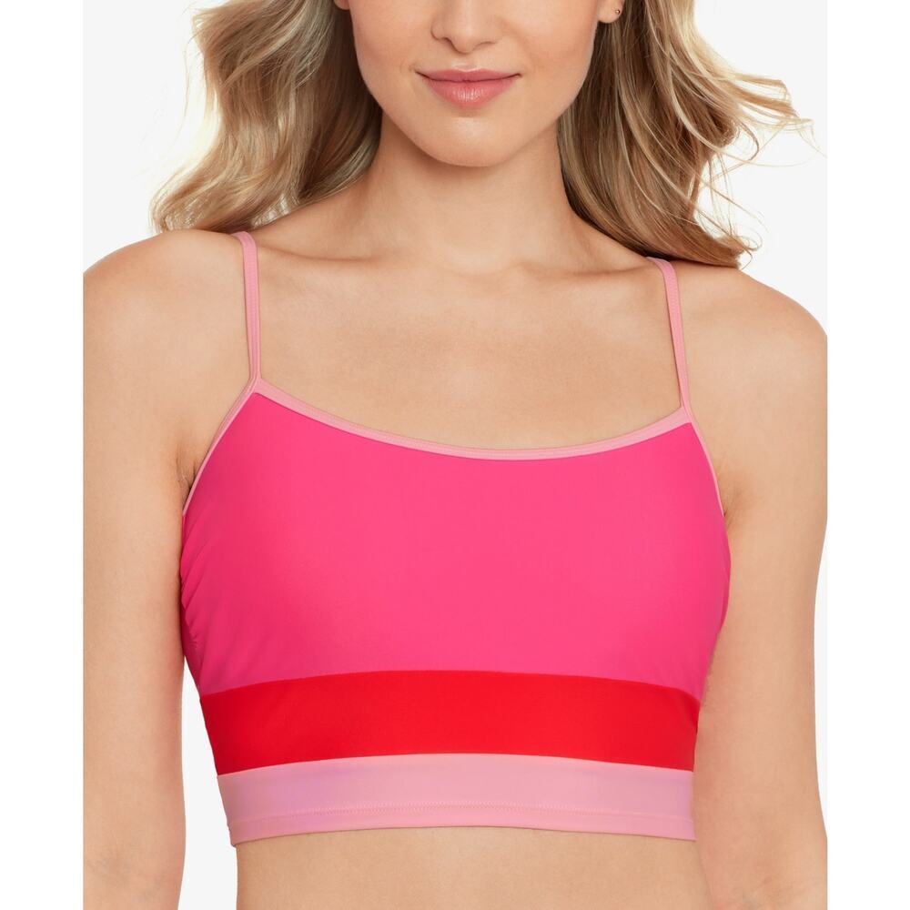 Salt + Cove Juniors' Colorblocked Longline Bikini Top Hot Pink NWT Size XS
